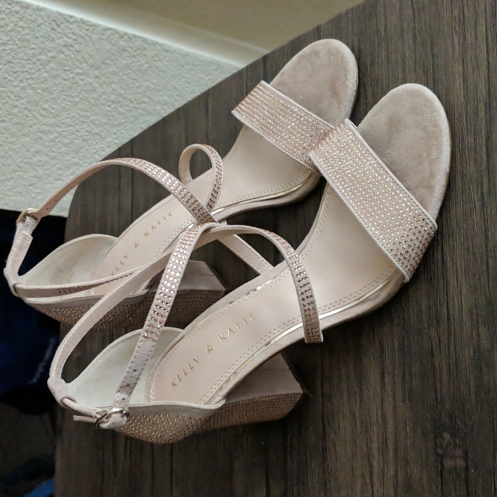 Kelly and Katie strappy heels in cream
